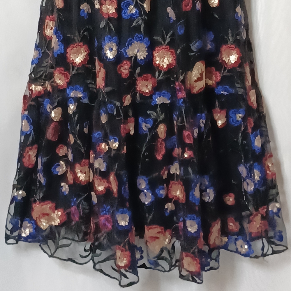 TOUCH Women's Floral Embroidered Sequins Mesh Midi Dress. Size 40 (10/12) - Picture 4 of 13